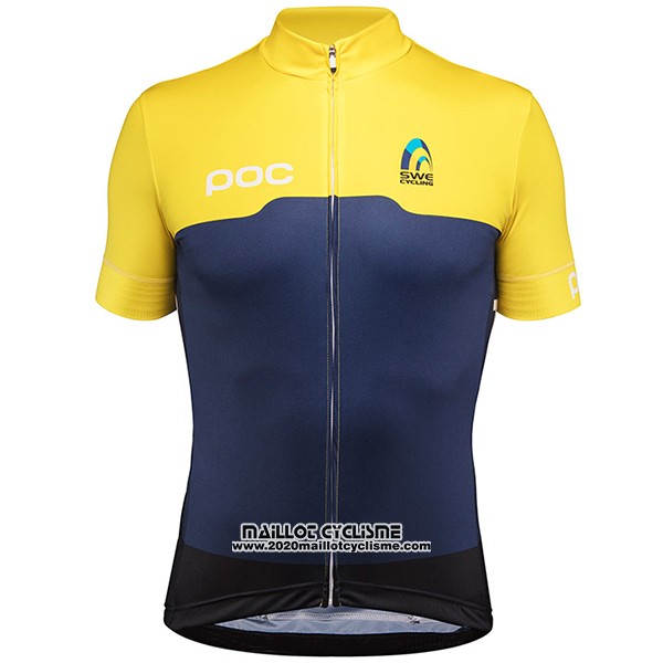 2017 Maillot Ciclismo Suede Jaune et Bleu Manches Courtes et Cuissard